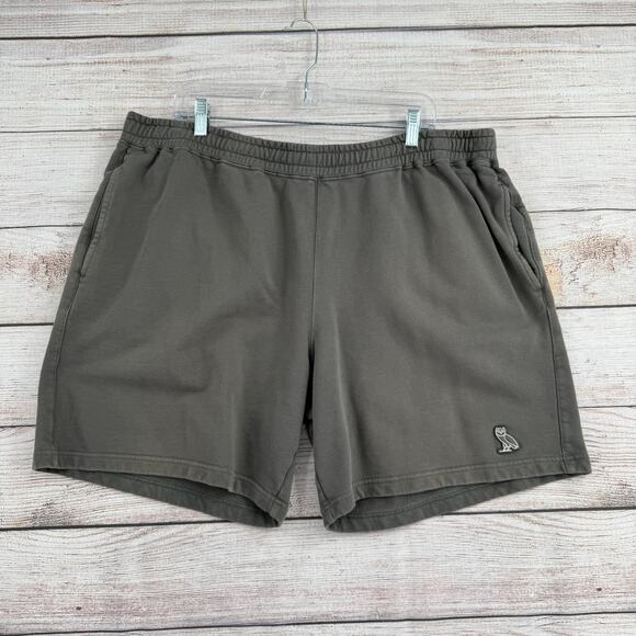 OVO October's Very Own Sweat Shorts Mens XL Green Fleece Drawstring - Picture 1 of 8